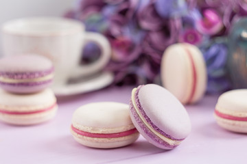 Pastel colored lavender macaroons