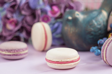 Pastel colored lavender macaroons
