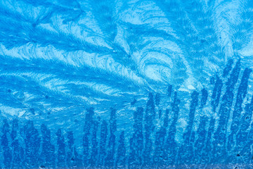 Eisblumen an einer Fensterscheibe