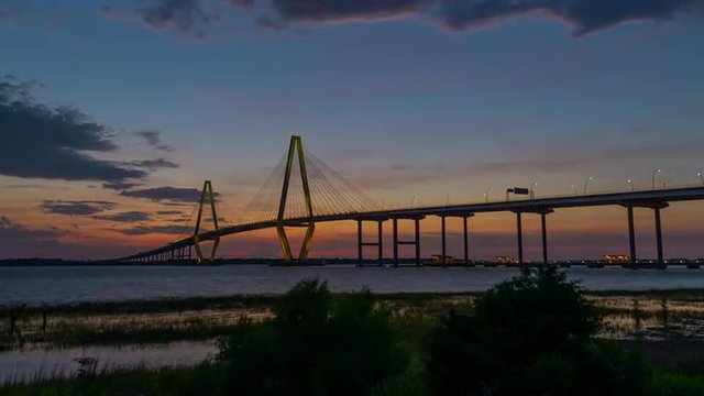 Charleston, South Carolina, USA at Arthur Ravenel Jr. Bridge.