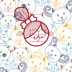 Vector colorful illustration of sad cartoon girl isolated