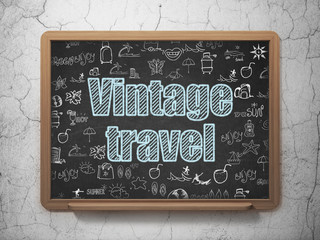 Tourism concept: Vintage Travel on School Board background
