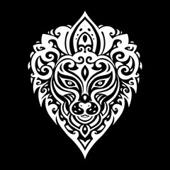 Lions head. Tribal pattern.