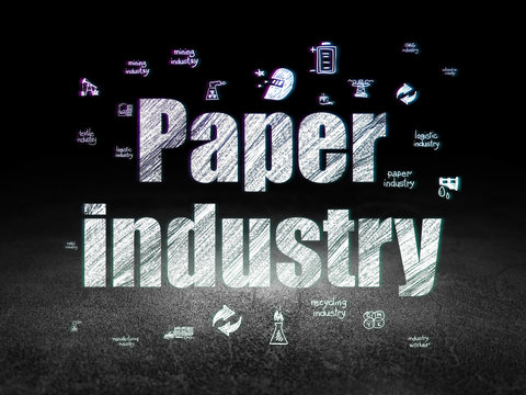 Manufacuring concept: Paper Industry in grunge dark room