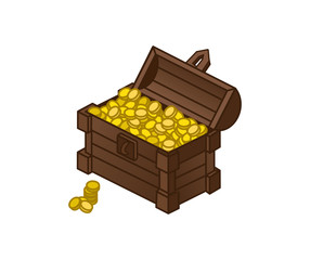 cartoon vector drawing of a chest of gold coins