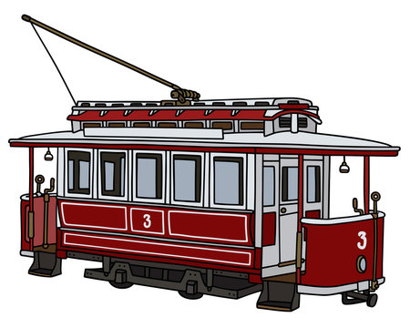 Classic tramway / Hand drawing, vector illustration