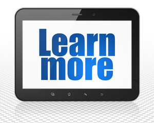 Education concept: Tablet Pc Computer with Learn More on display
