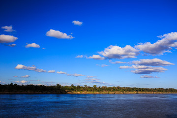 Sky and river On the bright sky along the Mekong Thailand.