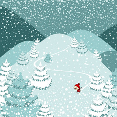 Cute skier in red