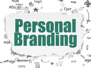 Marketing concept: Personal Branding on Torn Paper background