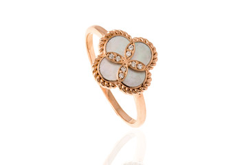 beautiful ring with diamonds isolated on white...