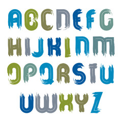 Vector smudge font with paint stains, handwritten watercolor