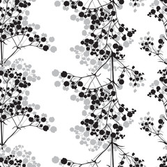 Naklejka premium Seamless background with branches of beautiful hand-drawn silhouette gypsophila
