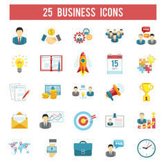 Business startup flat icons set