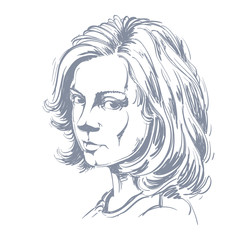 Artistic hand-drawn vector image, black and white portrait of de