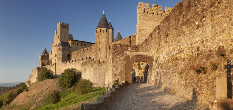 La Cite, medieval fortress city, Carcassonne, Languedoc-Roussillon, France