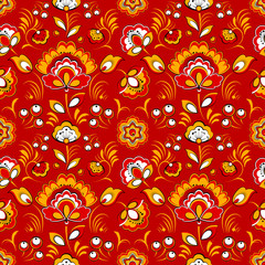 Floral seamless pattern in Russian folk style