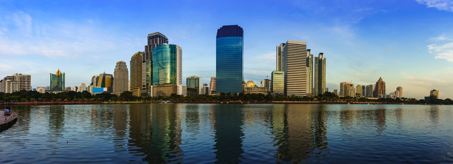 Fototapeta na wymiar High office buildings in midtown Bangkok Thailand