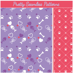 Fototapeta premium Graphic Resources Pretty Patterns of Cats Paws and fishbones isolated on transparent,color for presentation only.