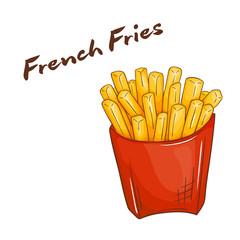 vector illustration of isolated cartoon hand drawn fast food. french fries