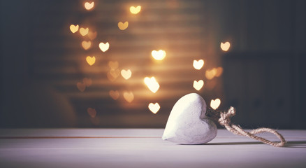 White wooden heart