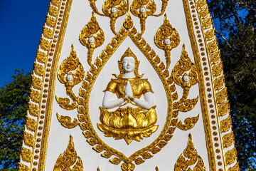 Fototapeta na wymiar Thai art at Phrathat Nong Bua Temple in Ubon Ratchathani, Thailand 