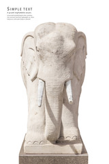 stone elephant statue on white background, front view, Clipping