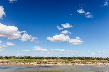 Sky and river On the bright sky along the Mekong Thailand.