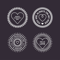 Set of Decorative Circle Frames with Hearts. Happy Valentines Day Celebration. Vector Design Elements for Greeting Card