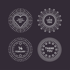 Fototapeta premium Set of Decorative Circle Frames with Hearts. Happy Valentines Day Celebration. Vector Design Elements for Greeting Card