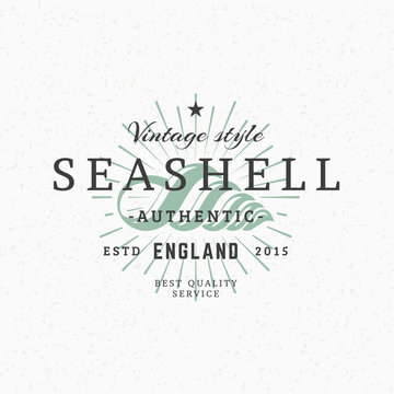 Sea Shell. Vintage Retro Design Elements for Logotype, Insignia, Badge, Label. Business Sign Template. Textured Background