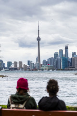 Sitting in a Park with View of Toronto Skyline