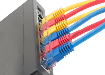 network cables connected to router