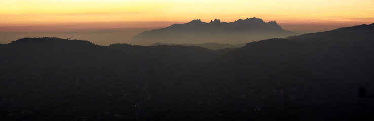Montserrat mountains at sunset