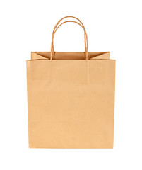 Paper shopping bag on white background