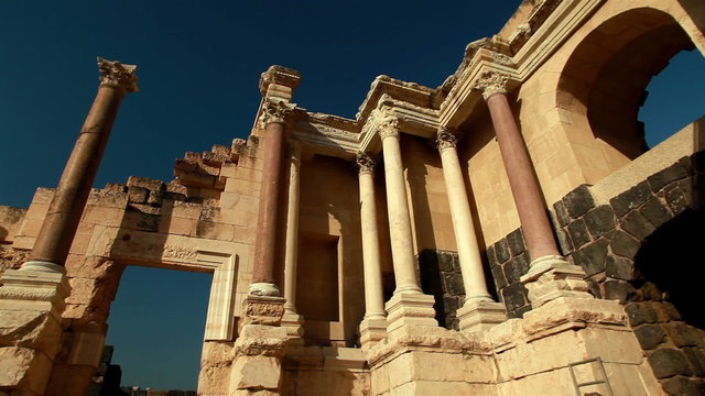 Stock Footage of a Corinthian order columns at Beit She'an in Israel.