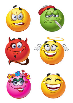 set of batch emotions smiles