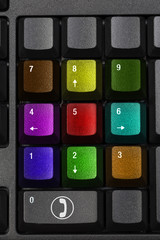 colorful online call keys on a plain keyboard