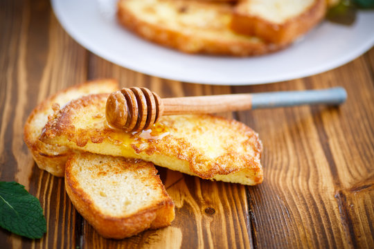  fried in batter toast with honey