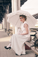 Woman in vintage dress