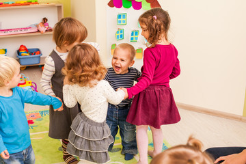 Group of little children dancing 