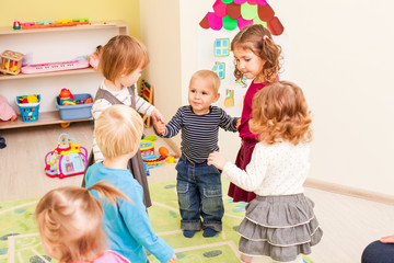 Group of little children dancing 