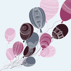 Fototapeta premium Ilustracja z kolorowymi latającymi balonami