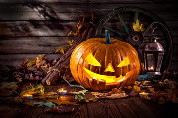 Foto op Aluminium Halloween pumpkin head jack lantern © Alexander Raths