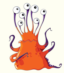 Funny оrange monster with a lot of eye © olgagrig