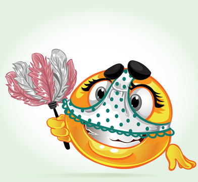 foolish smile with a whisk and underwear on head