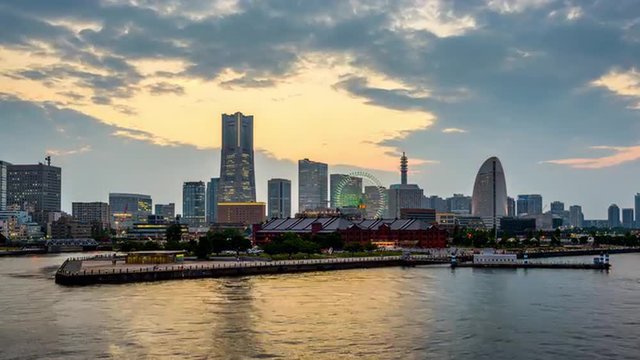 Yokohama, Japan city skyline time lapse.