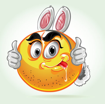 Smile in the mad white rabbit costume
