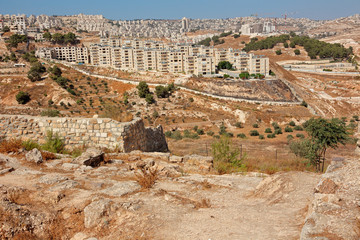 Fototapeta na wymiar View from Shepherds Field of the Palestinian town of Beit Sahour, Israel