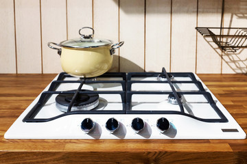 kitchen hob with pans